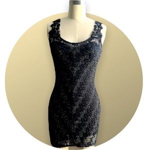 Free People Lace Metallic Little Black Dress
